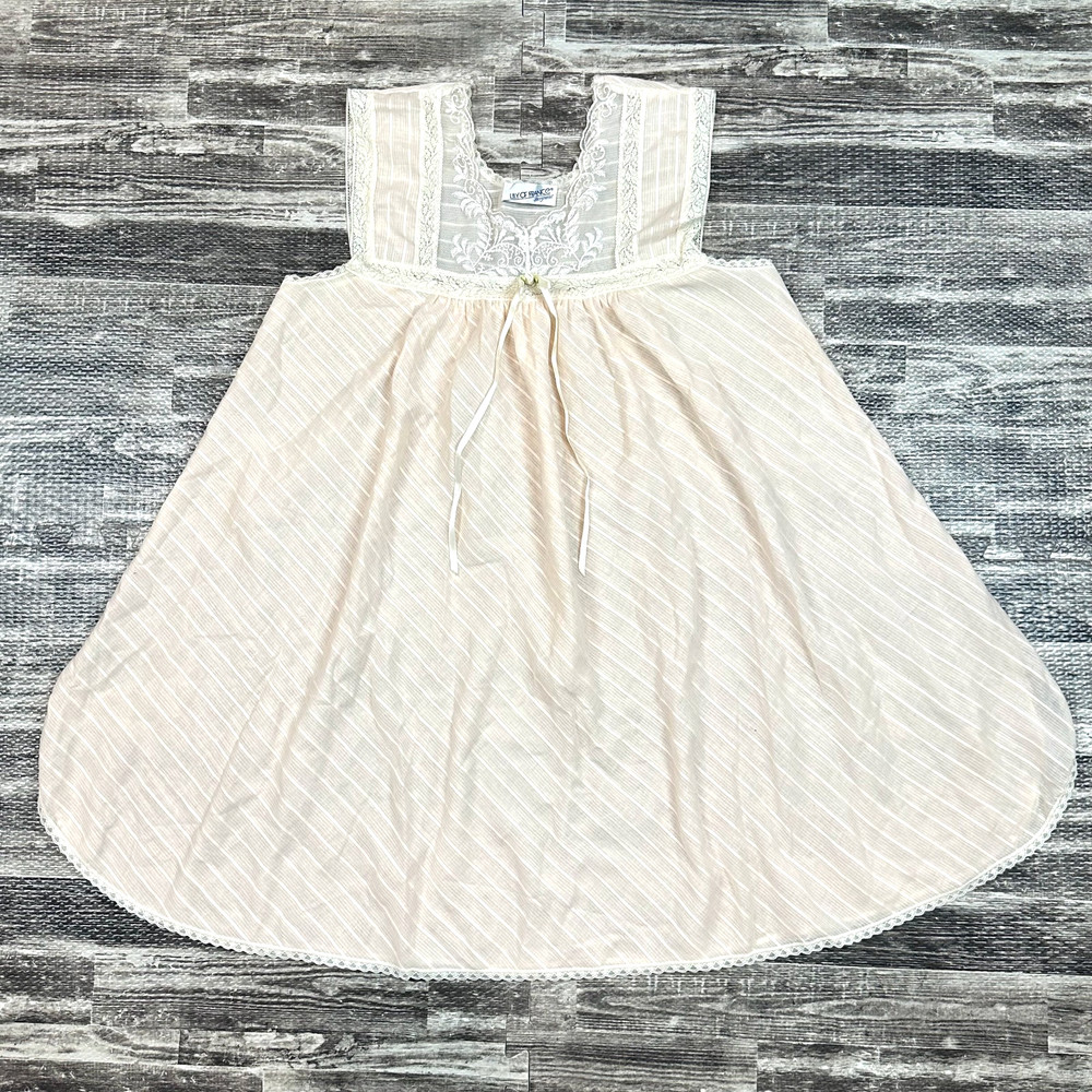 Vintage Lily of France Sleepwear Babydoll Dress Womens M Pink Coquette Lingerie