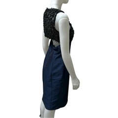 90’s Monique Lhuillier Baby Doll Dress Open Back 3D Beaded Bodice Old Money Sz 6