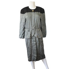 Vintage 80s Katie Gray Dress Button Front Secretary Neutral Work Office