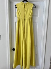1960s Canary Yellow Evening Dress Gown With Train