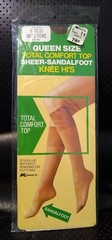 VINTAGE Total Comfort Top Sheer-Sandalfoot Knee Hi’s – Queen Size 9-11 MIST-TONE
