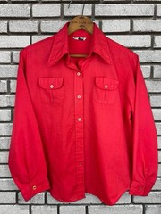 Vintage 60’s 70’s Permanent Press Cotton Polyester burnt red Botton Up Shirt M