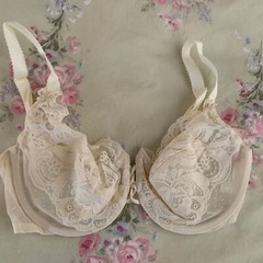 Vintage Victoria’s Secret Gold Label Ivory Underwire Bra 36D Lace Made USA NWOT