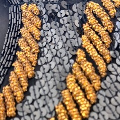 Vintage Stenay 1980s Sequin Black Mini Dress With Gold Beaded Rope Design Silk S