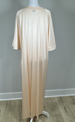 Vintage Vanity Fair Peach Nylon Zip Front House Coat Robe Lounge Dress Size L