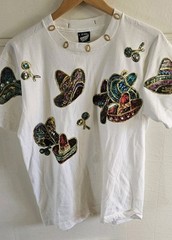 VTG Screen Stars Best Mexican Applique Gem Bead Sombero White Sz L Signed CAB