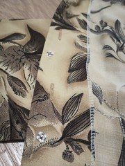 Vtg 80s Brown Floral Cropped Half Sleeve Button Up Blouse Top kitsch M