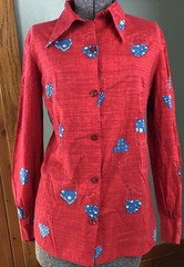 Vintage Home Sewn Ladies Button Down Pointy Collared Shirt
