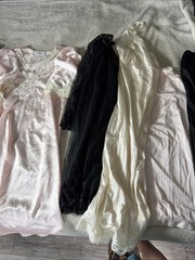 70’s-60s vtg lot of 8 slips nighties robe lace detail Mixed Sizes