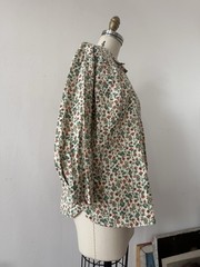Mid Century Handcrafted Floral Cotton Smock Top Artist Workwear Folk Prairie OS