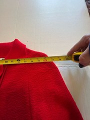 60s MCM Red Granny Cape Poncho Fringe Sweater Cardigan Orlon Acrylic sweeTree
