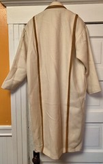 COURREGES PARIS Cream Boucle Wool Biker Zip Coat With Vinyl Trim