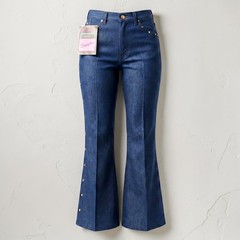 VTG 1970s Wrangler Ours Studded Flare Bell Bottom Jeans Sz 7/24 Women Deadstock