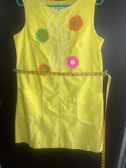 VTG 60s/70s Cotton Dress/Lisa Smock by Lisanne Women’s Size M/L Yellow Floral