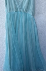 Vintage Gotham Gold Stripe Nightgown Nylon Chiffon Lace Women’s 34 Blue Ribbon