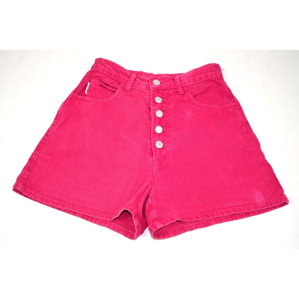 Vintage Jean Shorts Bongo Sz 5 S/M 80s Hot Pink High Waist Button Fly Made USA