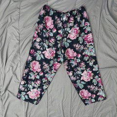 Vintage Y2K Avon Black Floral Cottagecore Goth 2 Piece PJ Set L