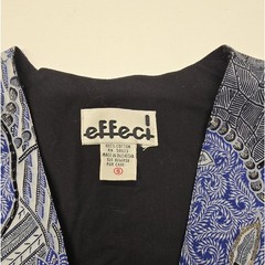 Effeci Women Vintage Batik Phoenix Beaded Cotton Vest Blue Black Small Indonesia