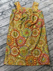 Vtg 60s House Dress Groovy Psychedelic Hippie Boho Festival Tropical Printed