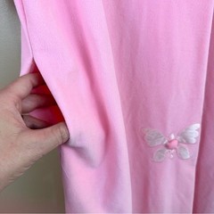 Vintage Komar Pink Butterfly Accent Robe Small Satin Trim Peter Pan Collar 1960s
