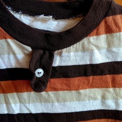 True Vintage XS T-shrt 1960’s Striped Crewneck Brown/White Single Stitch Mod