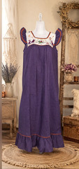 Vintage Halloween Embroidered Reigning Beauty Prairie Maxi Nightgown Folk Art M