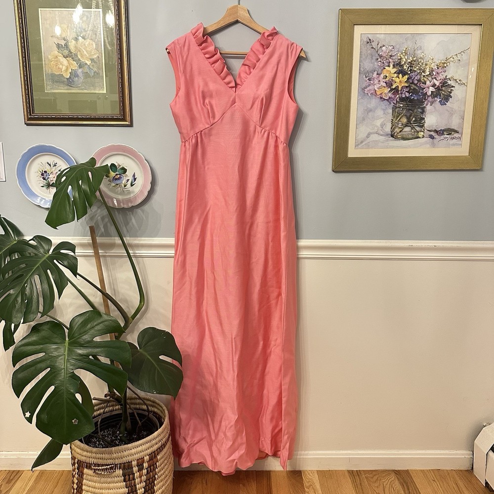 Vintage Harry Keiser Pink Dress Small MCM 60s Cocktail Gown Mad Men Glam Barbie