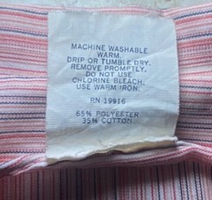 Vintage Striped Shirt Dress 12 1/2 Short Sleeve Pink Blue USA Made Modest