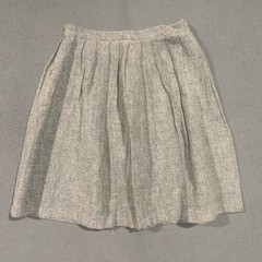 Vintage Twee 70s Heather Gray Wool Pleated A-Line Skirt Side Zip School Girl 22W
