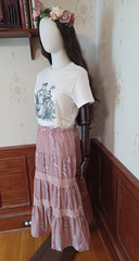Vintage 1990s/Y2K Metro Wear Dusty Rose Boho Cottagecore Tiered Floral Maxi…