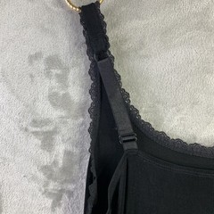 VTG Chico’s Travelers Tank Top Blk Lace Trimmed Cami Acetate Stretch Feminine L
