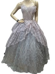 Vtg 50s Sz S 34 B 25 W Lavender Blue Prom Gown Dress Cupcake Strapless