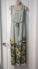 Vintage 1990s California Concepts light green floral linen blend maxi dress 9