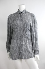 Vtg 1980s Mondi Abstract Utilitarian Button Down Rayon Shirt Made in W.Germany