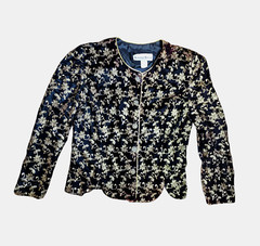 Vintage Another Thyme Golden Floral Embroidered Velvet Velour Jacket Womens 16