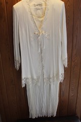 VTG SL FASHIONS 2 PIECE IVORY LONG DRESS & JACKET WEDDING, FORMAL SIZE M TAG 16