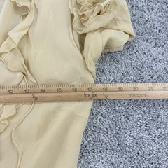 VTG Y2K Ice 100% Silk Top Womens S Beige Renaissance Fairy Dainty Ruffle Flounce