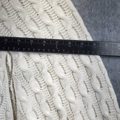 VTG Montgomery Ward White Cable Knit Poncho Button Shawl Fringe No Size Tag