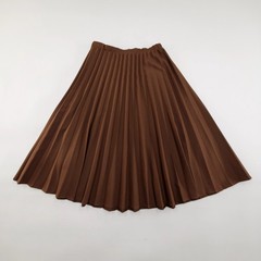 Vintage 60s 70s Brown Accordion Pleated Midi Skirt Sz 12 Dacron Polyester USA