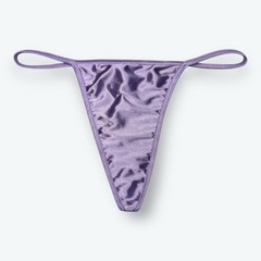 Satin V-String Hi-Cut Thong Lavender M