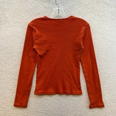 90s Vintage Abercrombie Long Sleeve Top Shirt Medium Orange Rib Knit Boho Fairy