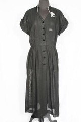 VINTAGE 1950’S DEADSTOCK NEVER WORN BLACK RAYON DRESS DESIGNER TAGS SIZE 10-12