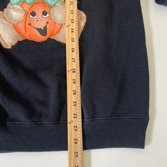 Vintage Puffy Paint Halloween Teddy Bear Pumpkin Sweatshirt Black L USA Made