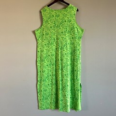 Vintage Dress Size 1X 100% Cotton Green Resort Wear Cruise Beach Cover Tropical