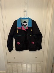New York Girl Womens Jacket Size L Lightweight Neon 90s 80s Snap Pockets Coat