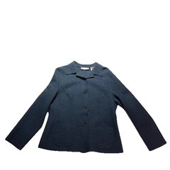 Vintage Wool Cottage Core Boho Retro Earthy Minimalist Blue Cardigan Jacket -M-
