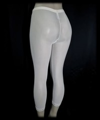 Vintage GOLD Satin GIRDLE Shaper Pants SHEER Nylon TIGHT Long Leg SPANDEX ~ L