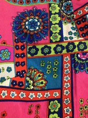 Vintage 70s Hawaiian Togs Psychedelic Patchwork Top Hawaii Sz 12 Fits XS-S