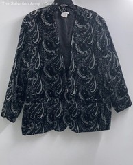 Vintage 90s Clairewood Collection Women’s Black Paisley Cotton Blazer Sz 22W