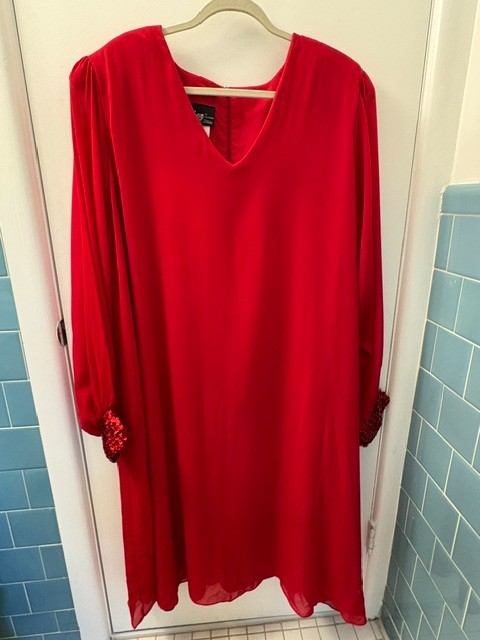 Chez California by Tandy vintage red dress with sequins Size 32W